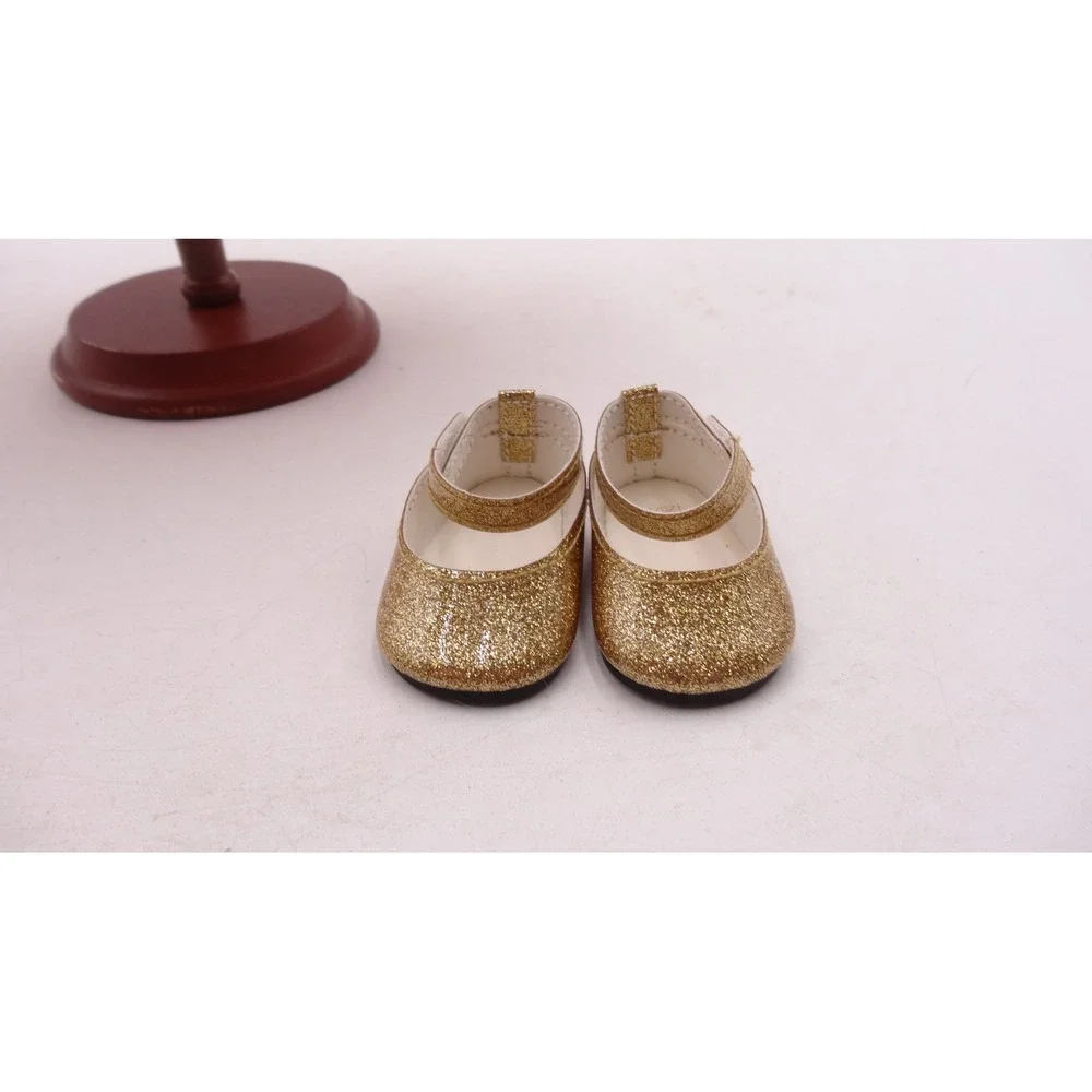 American Girl Lunar New Year Red Mandarin Collar Dress and Gold Glitter Shoes